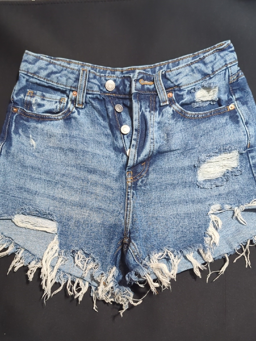 wild fable Distressed Blue High-Rise Denim Shorts